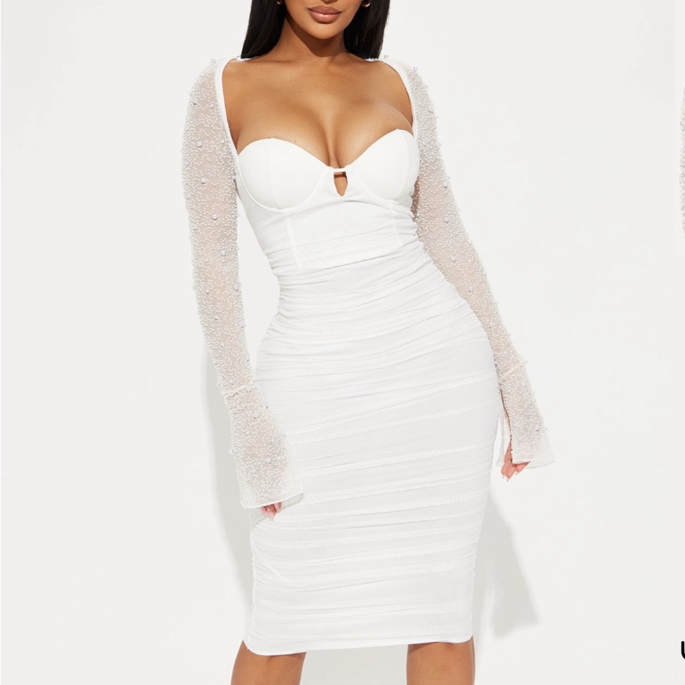 Fashion Nova White Long Sleeve Dress